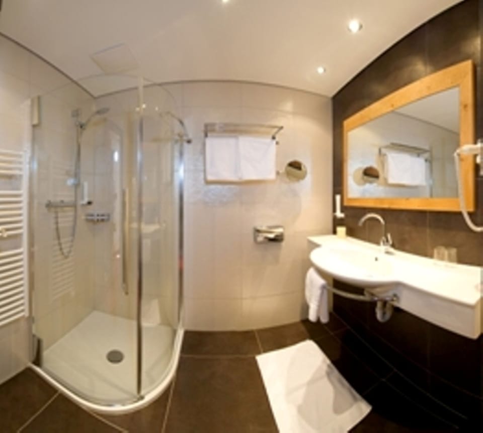 Shower, free toiletries, hair dryer, bathrobes