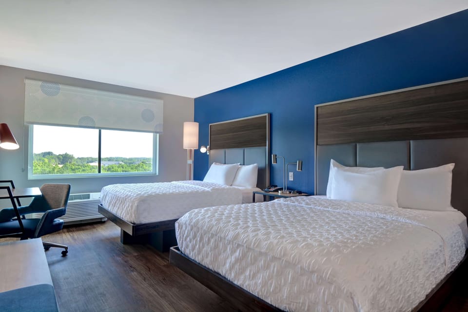Room, 2 Queen Beds | Desk, laptop workspace, blackout drapes, iron/ironing board