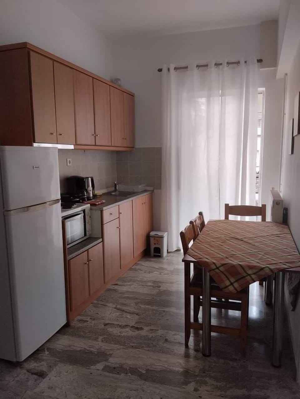 Apartment, 1 Bedroom, Balcony | Private kitchen | Full-size fridge, oven, stovetop, coffee/tea maker