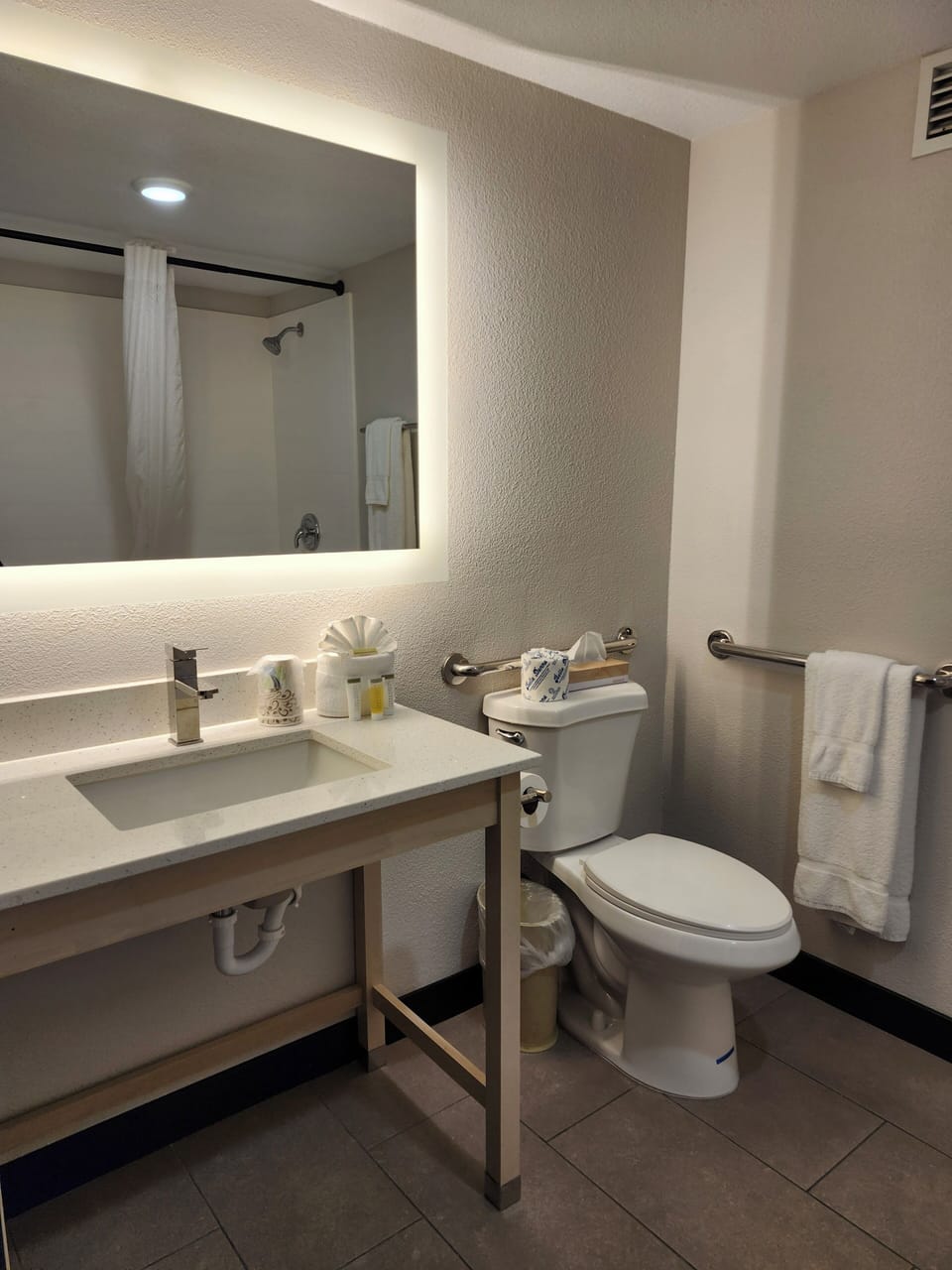 Free toiletries, hair dryer, towels