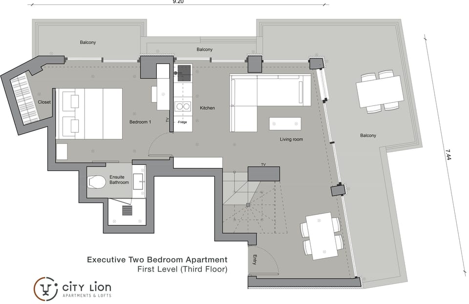 Executive Apartment, 2 Bedrooms | Premium bedding, in-room safe, individually decorated, blackout drapes