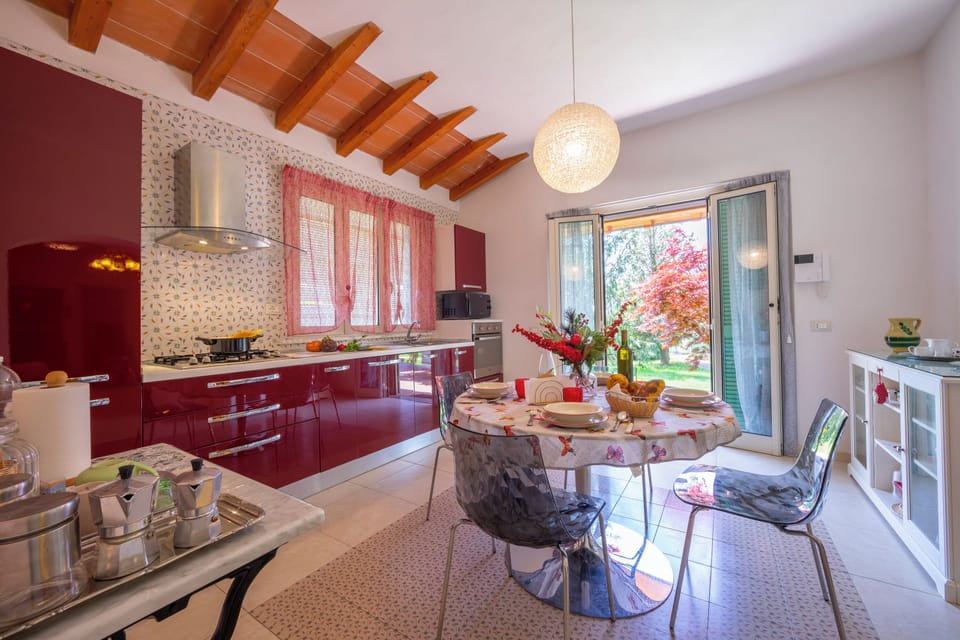Family Villa, 4 Bedrooms, Fireplace, Mountainside (Villa Clara few km from the sea) | Private kitchen | Full-size fridge, microwave, oven, stovetop