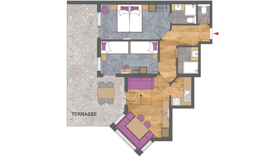 Apartment, 2 Bedrooms, Terrace (Torspitz) | Hypo-allergenic bedding, down comforters, in-room safe