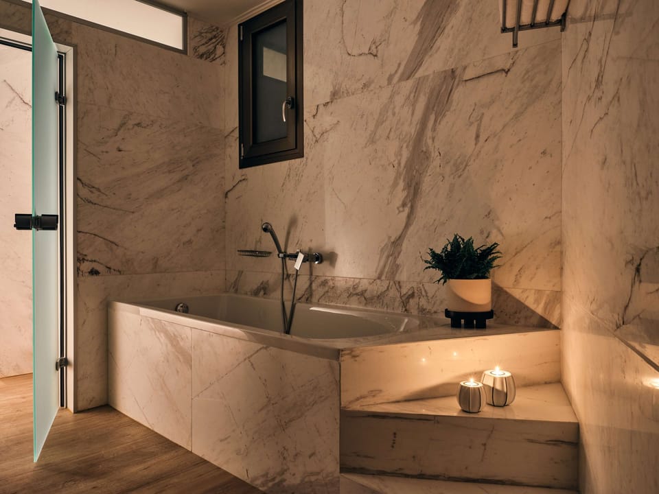 Luxury Suite, Private Pool, Sea Front | Bathroom | Free toiletries, hair dryer, bathrobes, slippers