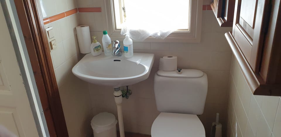 Shower, towels, toilet paper
