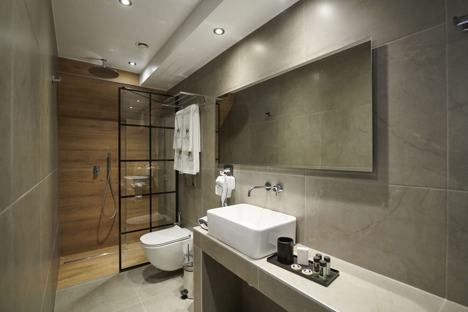 Superior Double Room | Bathroom | Shower, free toiletries, hair dryer, slippers