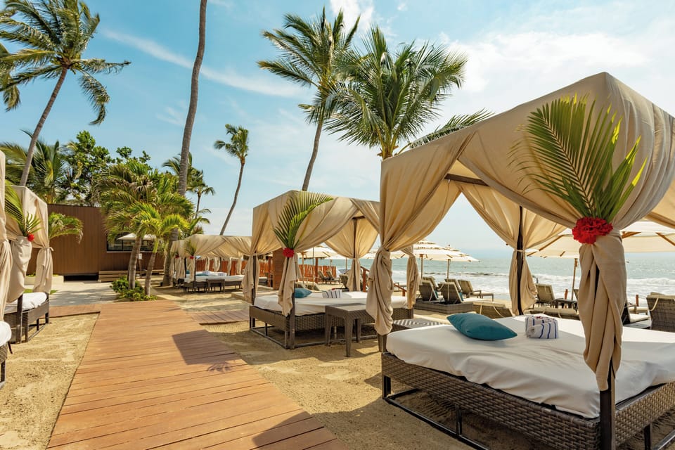 On the beach, beach towels, beach massages, surfing