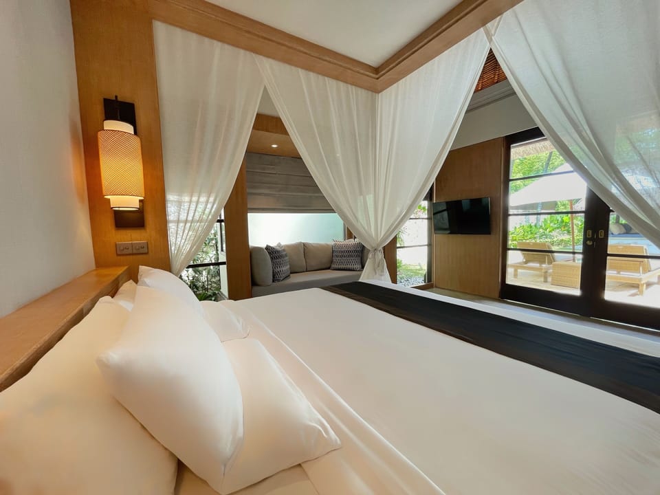 Villa, 1 Bedroom, Private Pool (Private Pool Beach Wing) | Down comforters, in-room safe, desk, blackout drapes
