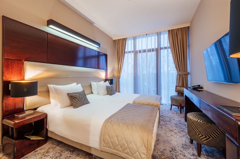 Standard Twin Room | Minibar, in-room safe, desk, laptop workspace