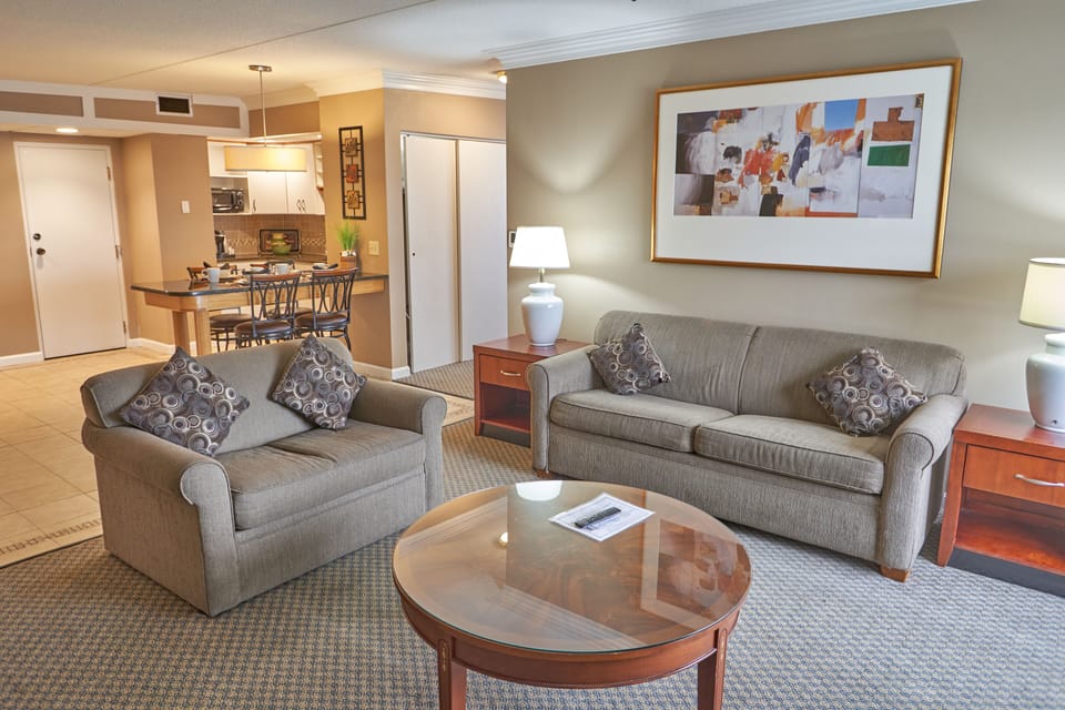 Deluxe Suite | Living area | 55-inch Smart TV with cable channels
