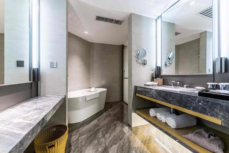Business Double Room | Bathroom | Shower, free toiletries, hair dryer, slippers