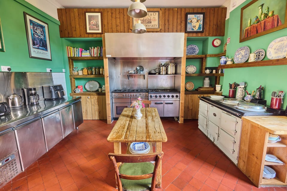 Full-size fridge, microwave, oven, stovetop