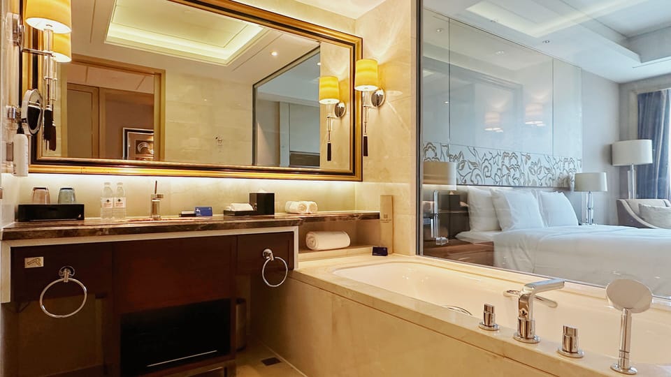 Shower, free toiletries, hair dryer, slippers