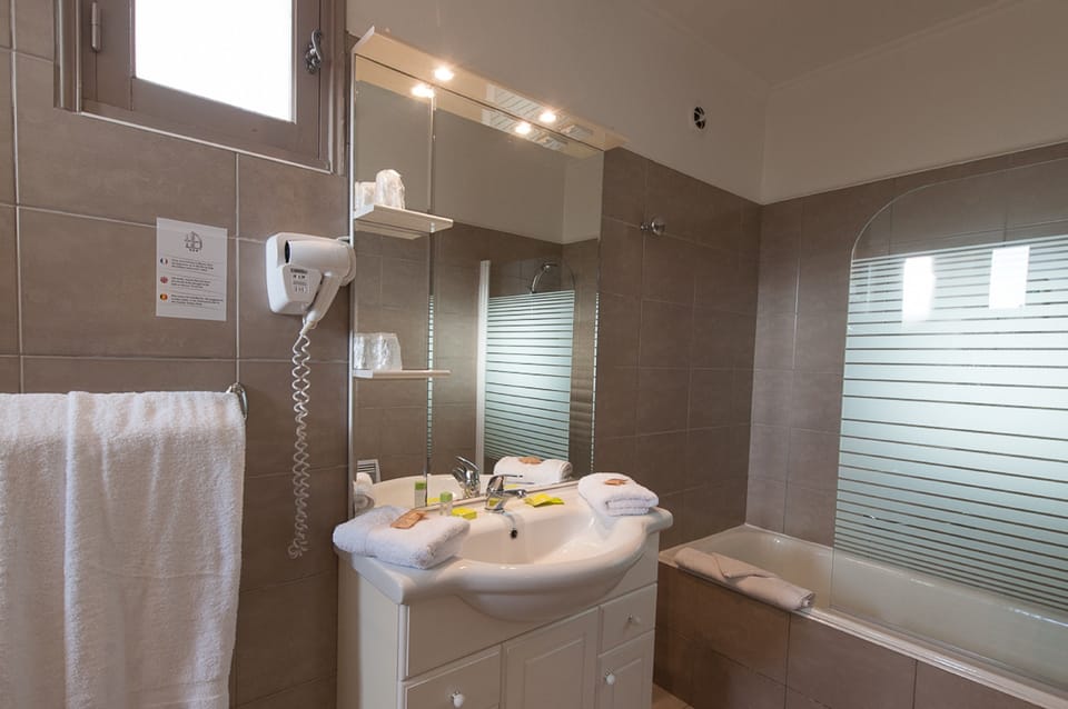 Standard Double Room, 1 Queen Bed | Bathroom | Free toiletries, hair dryer, towels