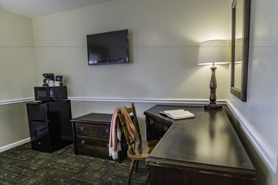 42-inch flat-screen TV with cable channels, TV