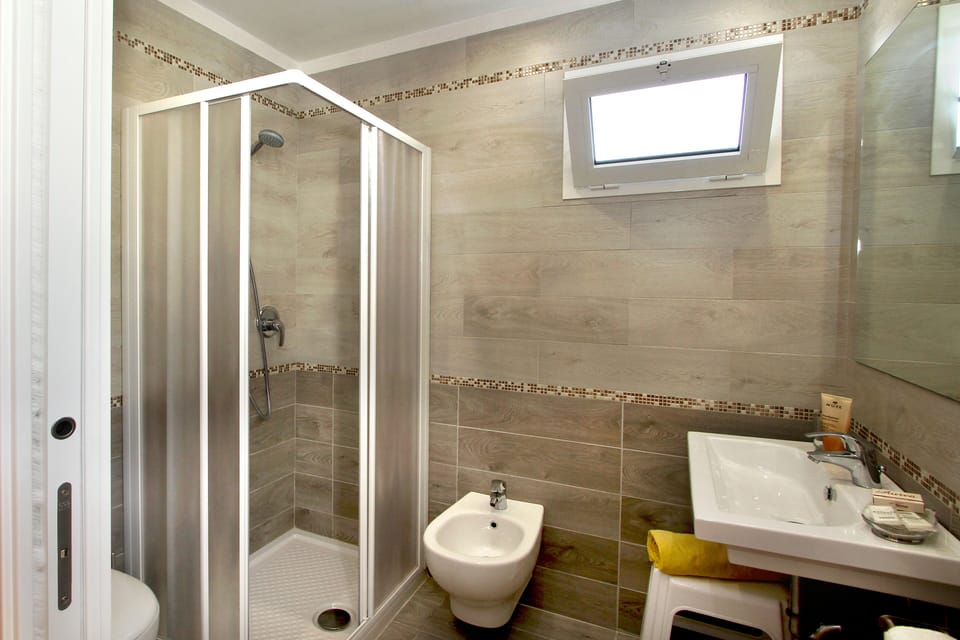 Shower, free toiletries, hair dryer, bidet