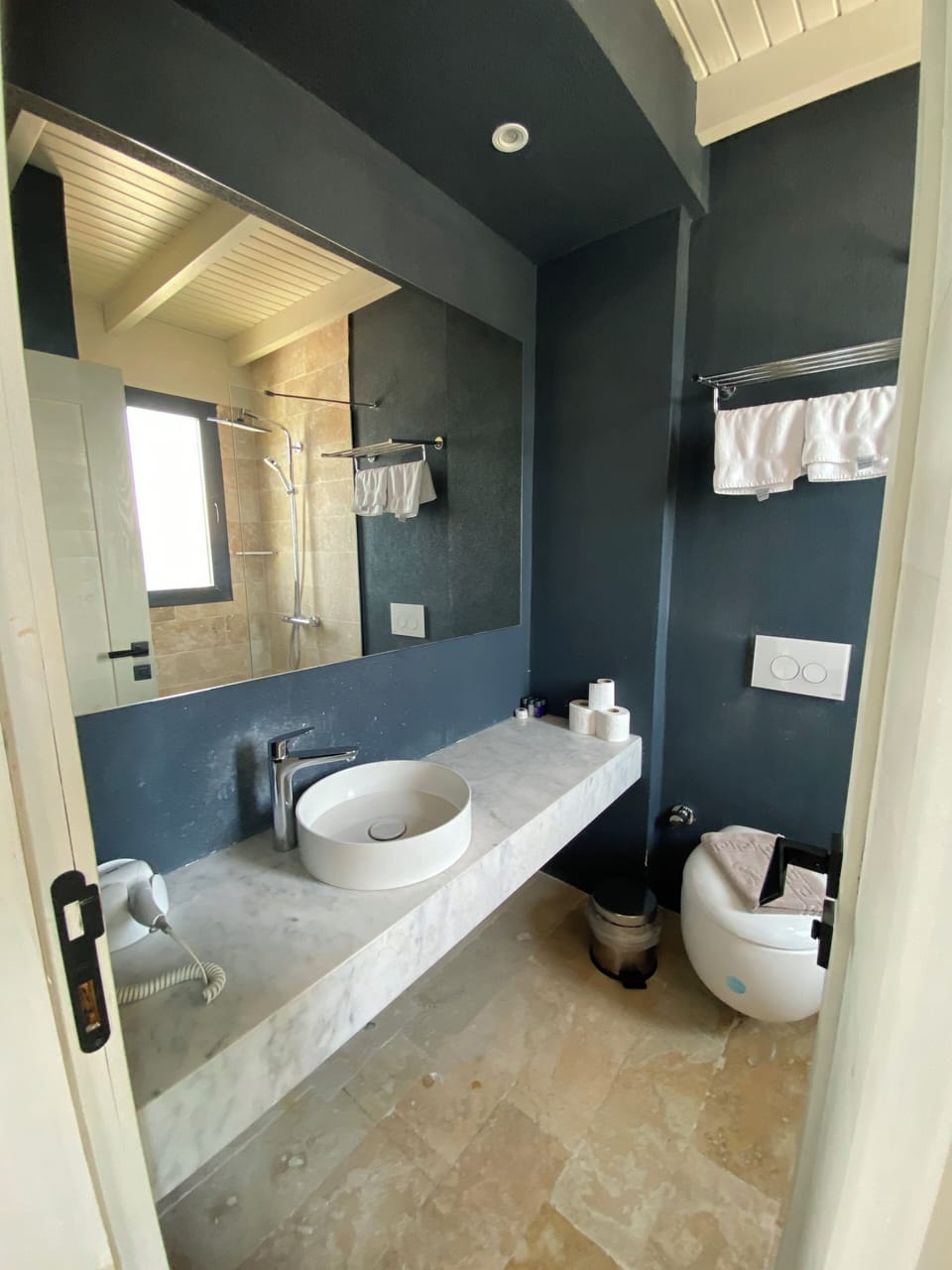 Deluxe Room 111 | Bathroom | Shower, hydromassage showerhead, free toiletries, hair dryer