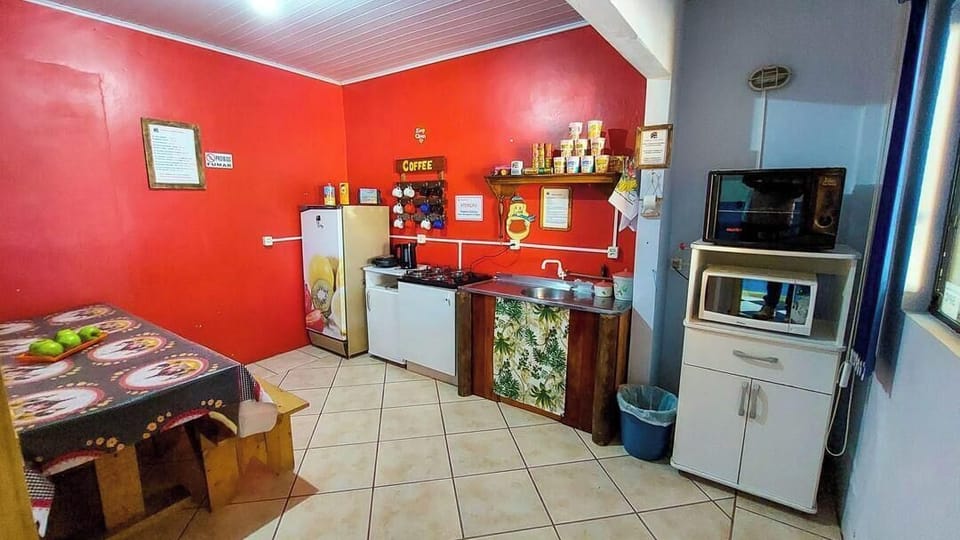 Fridge, microwave, oven, toaster