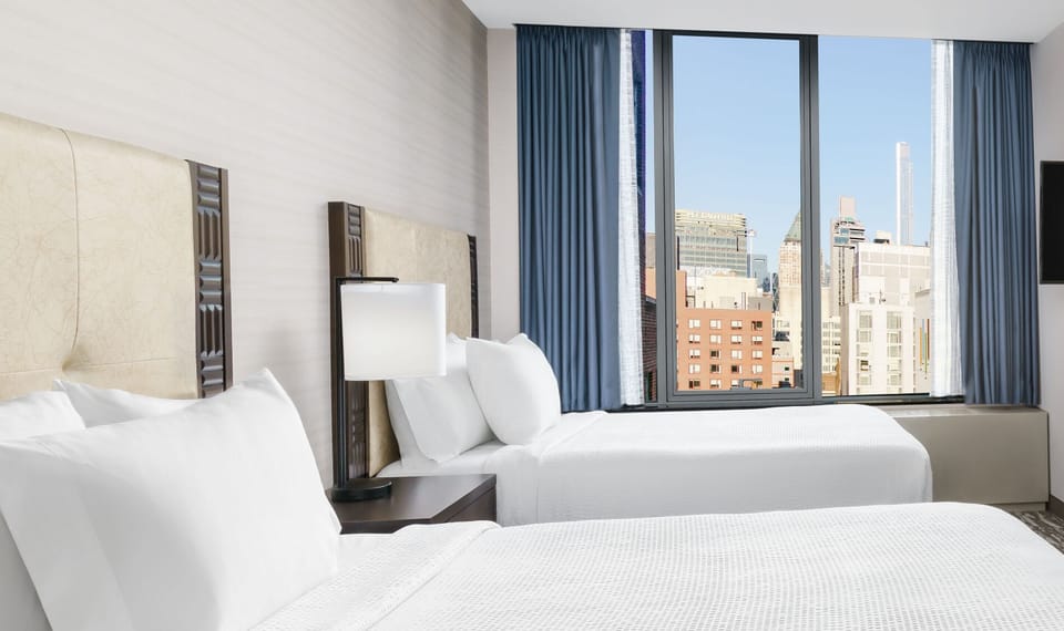 Room, 2 Double Beds, City View | Premium bedding, in-room safe, desk, iron/ironing board