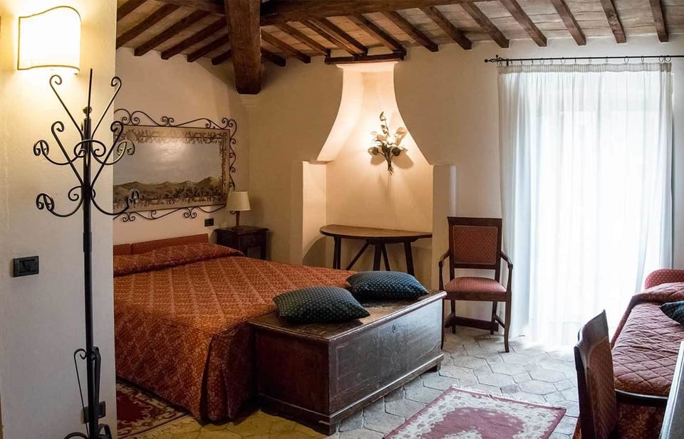 Premium bedding, desk, laptop workspace, soundproofing