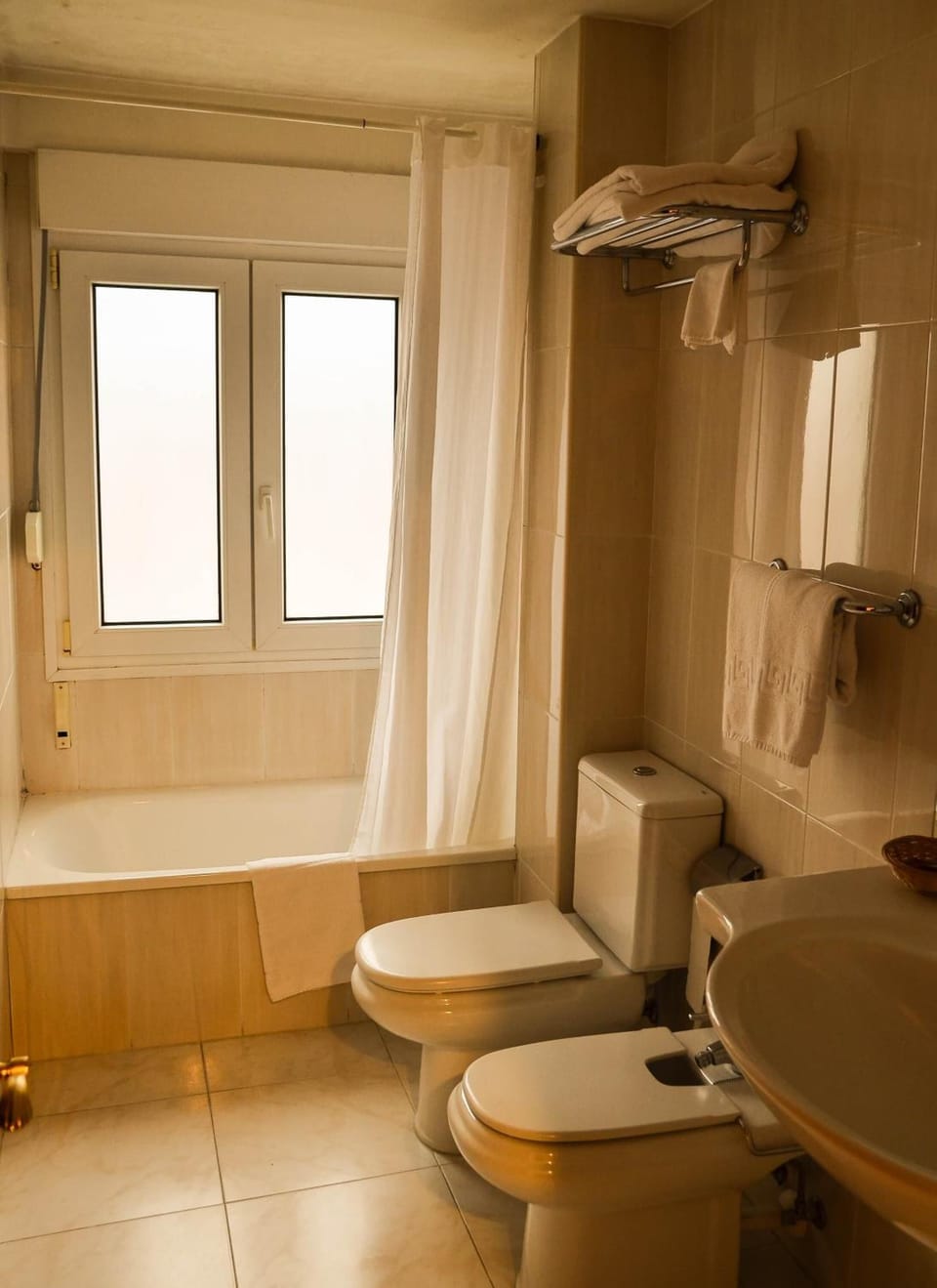 Hair dryer, towels