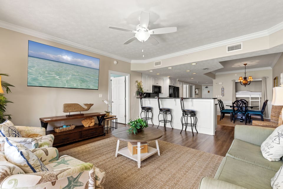 Condo, Multiple Beds, Pool Access | Living area | 32-inch TV with cable channels
