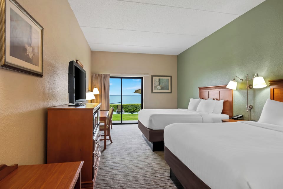 Two Queen Beachfront Walkout | Desk, iron/ironing board, free WiFi, bed sheets