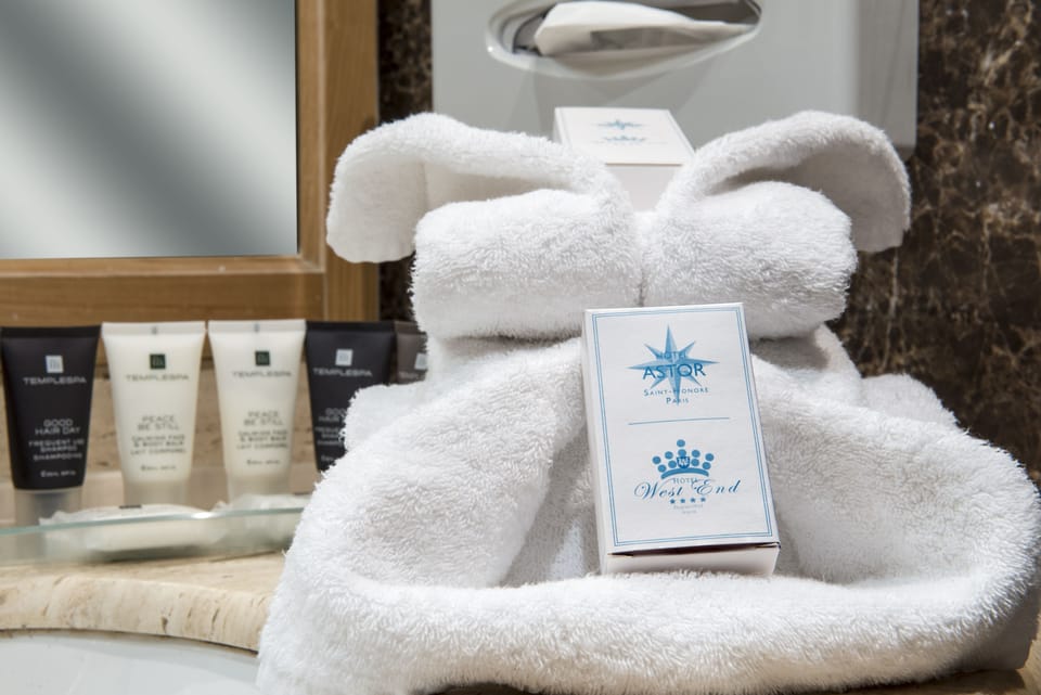 Free toiletries, hair dryer, towels, soap