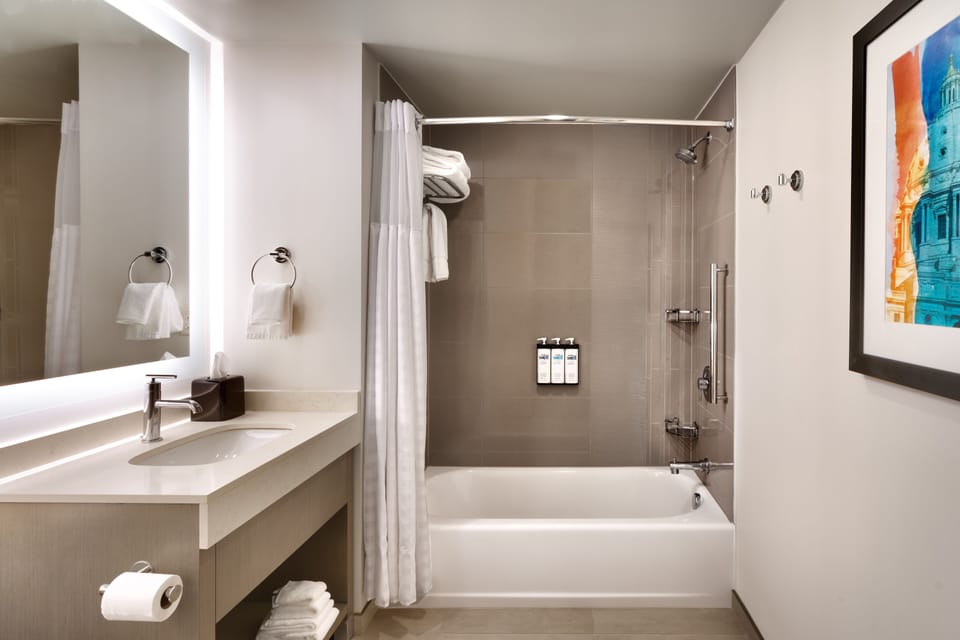 Standard Room, 2 Queen Beds | Bathroom | Free toiletries, hair dryer, bathrobes, towels