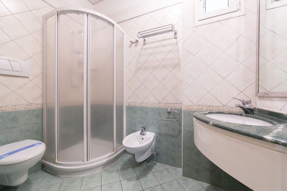 Shower, free toiletries, hair dryer, bidet