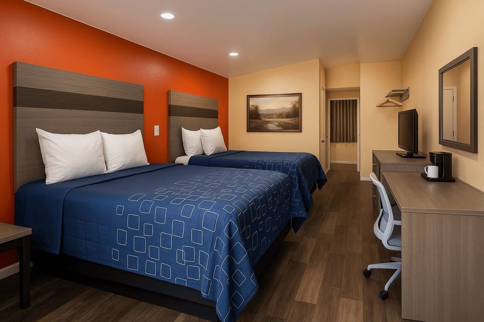 Premium bedding, desk, soundproofing, iron/ironing board