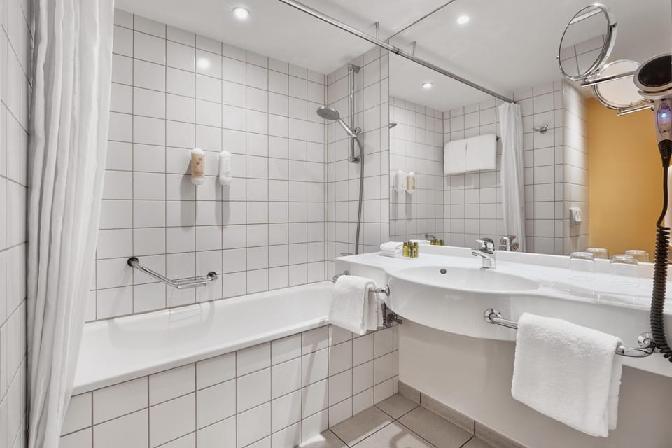Hair dryer, towels