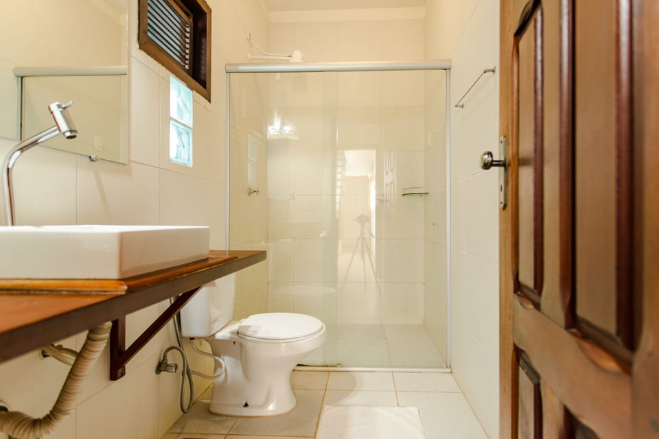 Quadruple Room, Garden Area | Bathroom | Shower, rainfall showerhead, hair dryer, towels