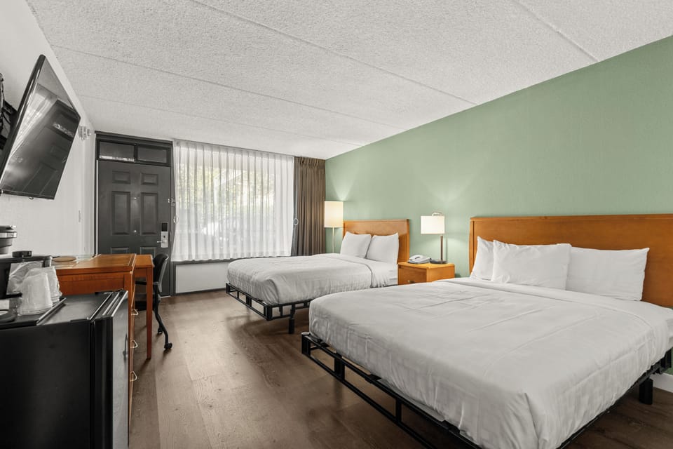 Single Room, 2 Queen Beds (Roll-In Shower) | Premium bedding, free cribs/infant beds, rollaway beds, free WiFi
