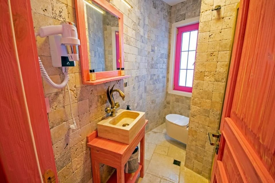 Shower, free toiletries, hair dryer, slippers