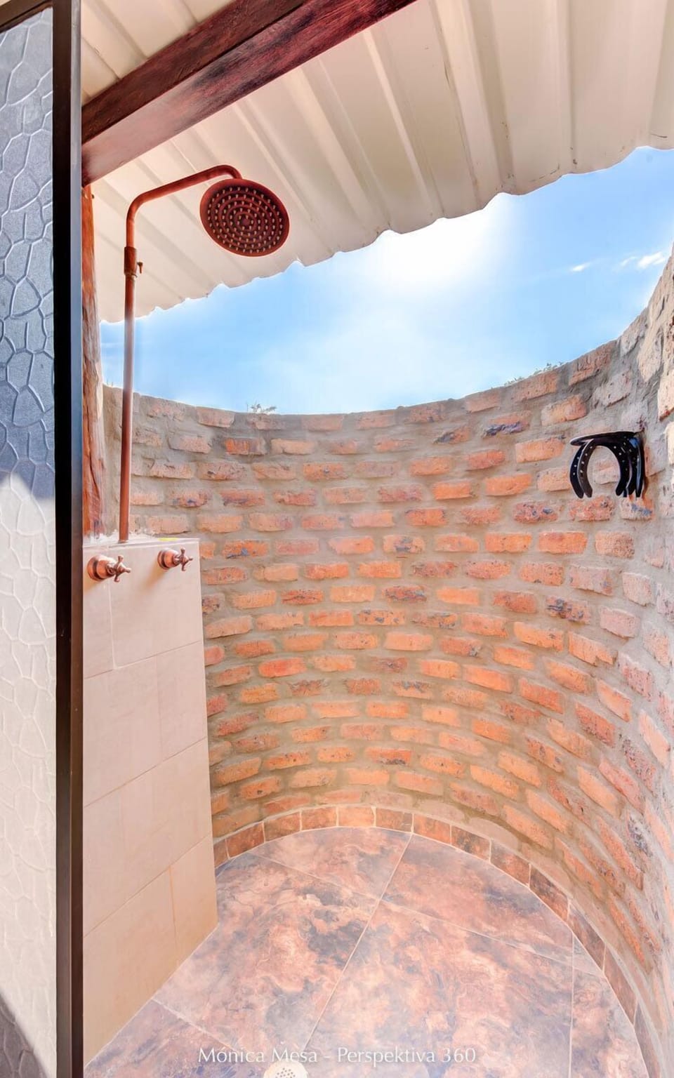 Shower, rainfall showerhead, towels, soap