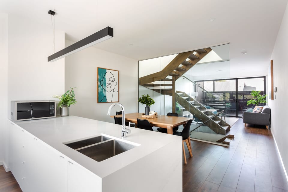 Three Bedroom Townhouse With Parking | Private kitchen | Full-size fridge, microwave, oven, stovetop