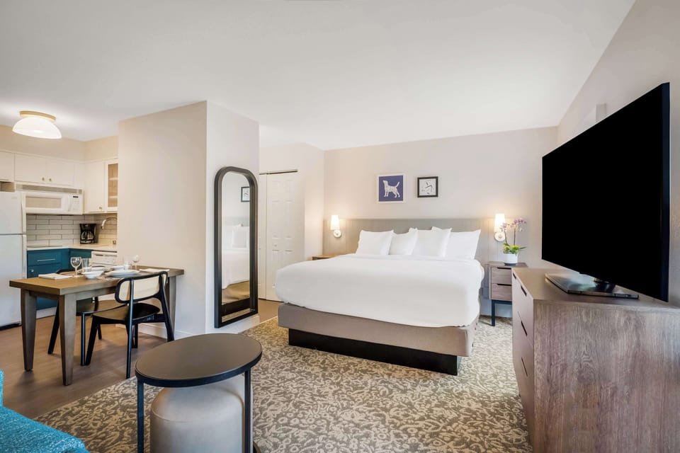 Egyptian cotton sheets, premium bedding, desk, laptop workspace