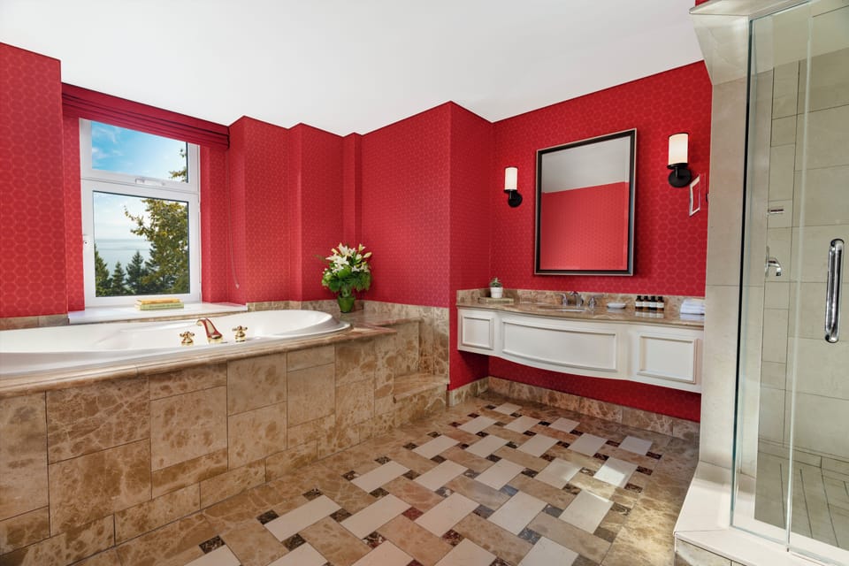 Presidential Suite, 1 King Bed with Sofa bed, River View | Bathroom | Combined shower/tub, designer toiletries, hair dryer, bathrobes