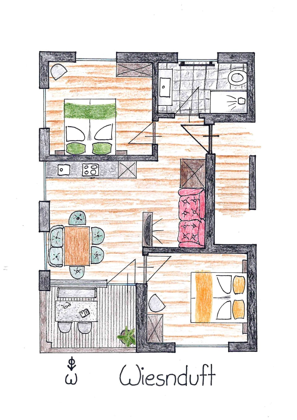Apartment, 2 Bedrooms (Wiesnduft) | Floor plan