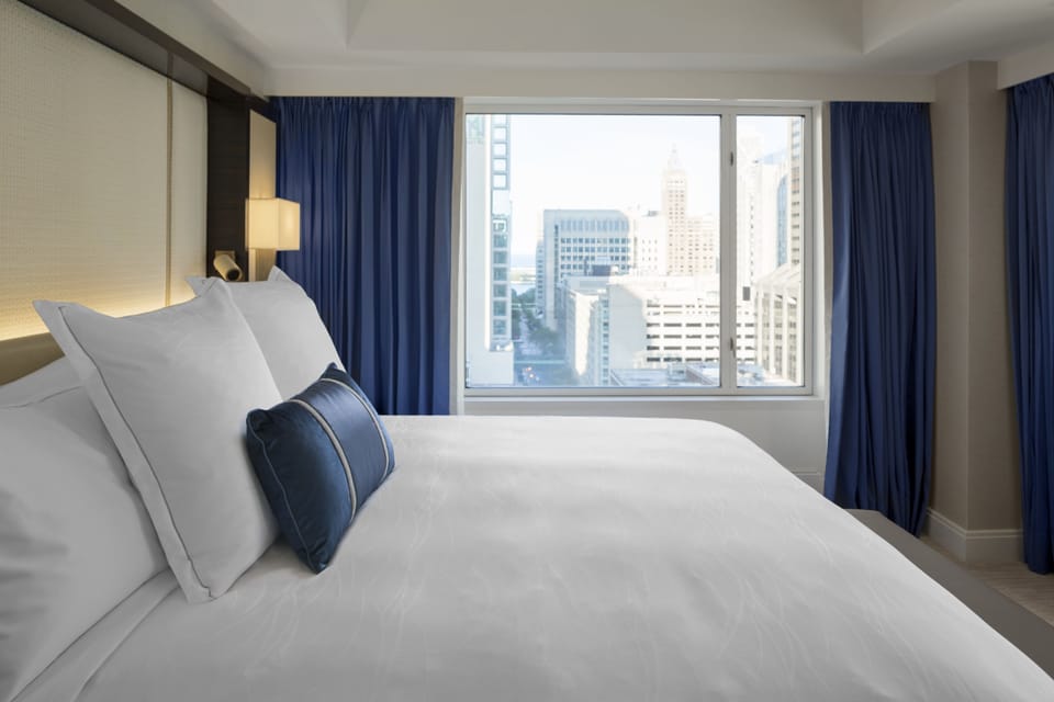 Premium bedding, down comforters, pillowtop beds, minibar