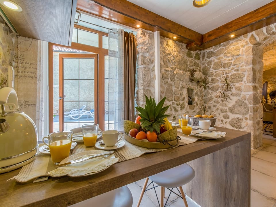 Villa | Private kitchen | Fridge, microwave, oven, stovetop