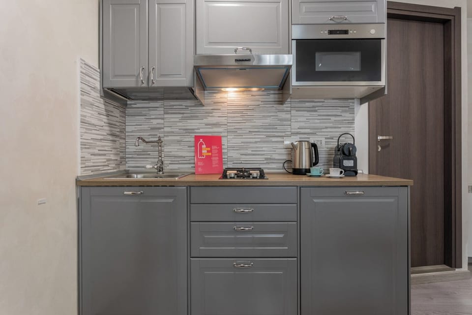 Studio | Private kitchen | Full-size fridge, microwave, stovetop, electric kettle
