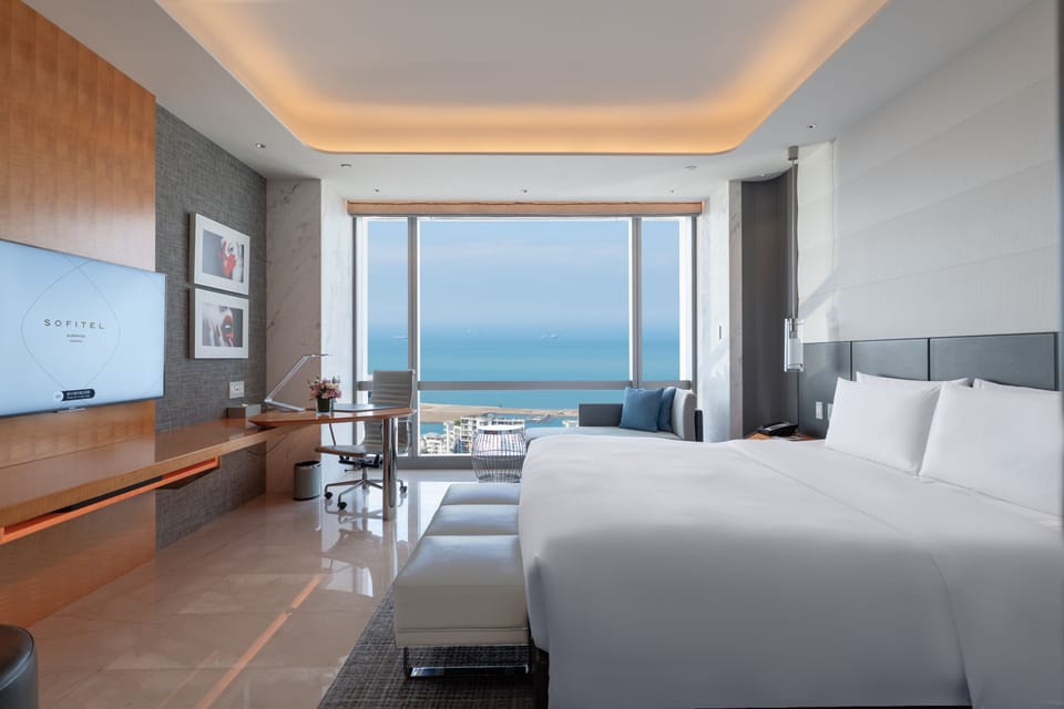 Luxury Room, 1 Queen Bed, Sea View | Down comforters, minibar, in-room safe, desk