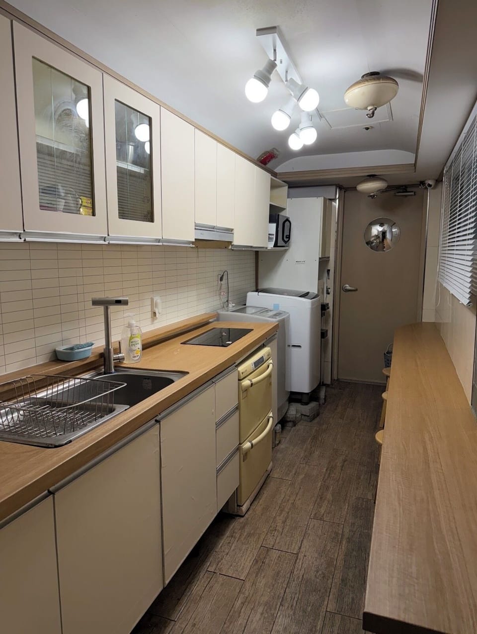 Mini-fridge, microwave, rice cooker, cookware/dishes/utensils