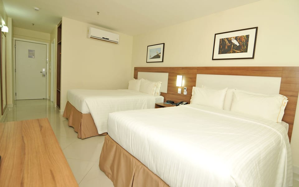 Standard Room, 2 Double Beds | In-room safe, desk, soundproofing, iron/ironing board