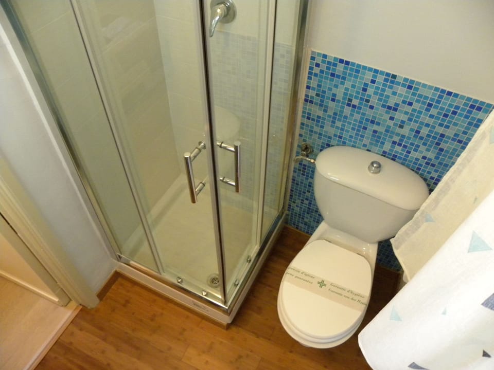 Shower, rainfall showerhead, hair dryer, bathrobes