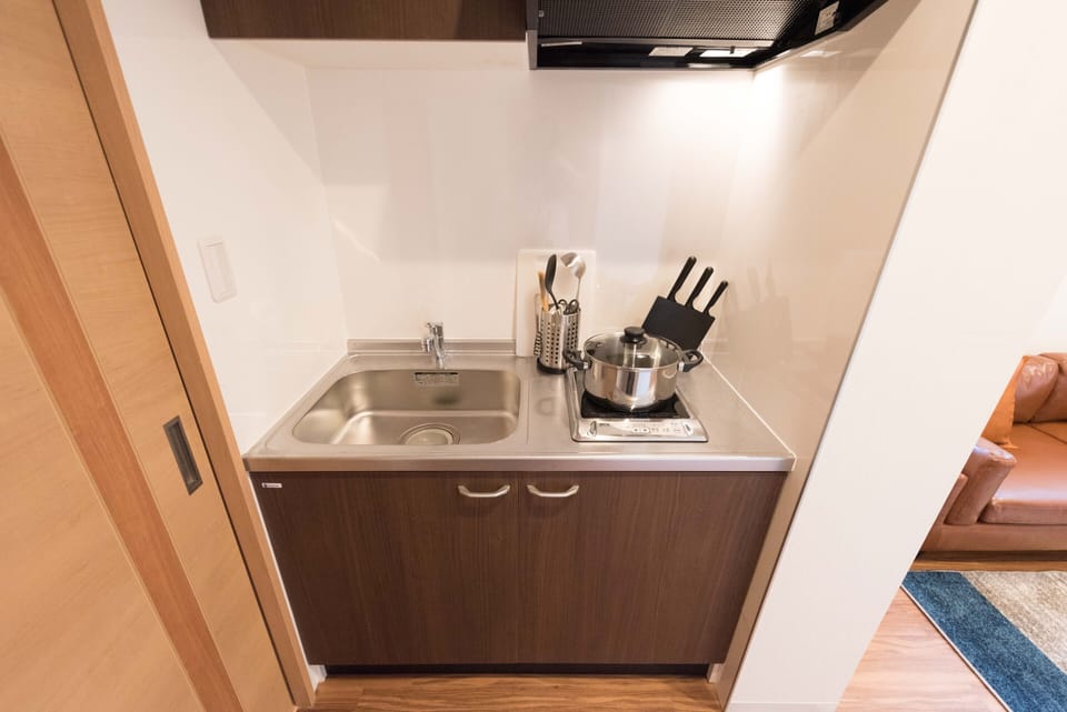 Apartment | Private kitchenette | Fridge, microwave, stovetop, electric kettle
