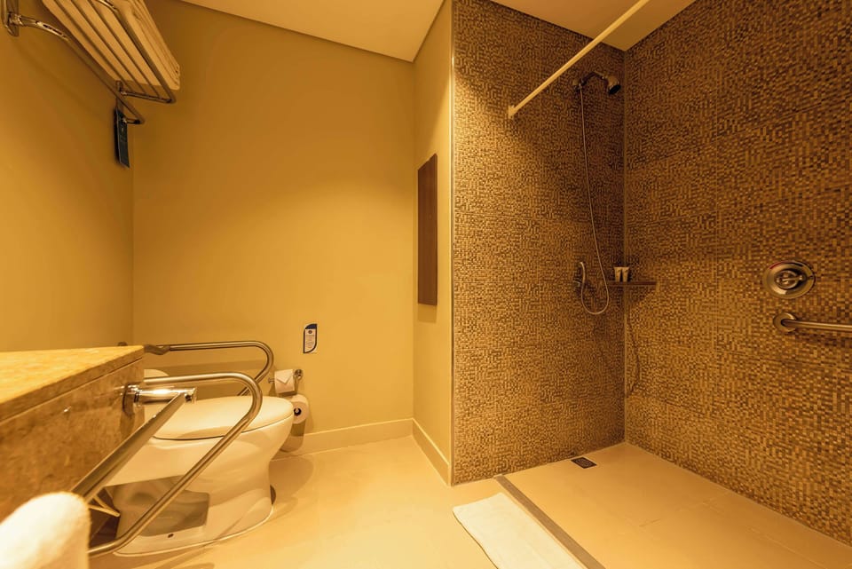 Room, 2 Twin Beds, City View (Roll-In Shower) | Bathroom shower