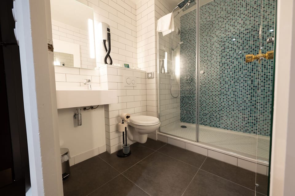 Eco-friendly toiletries, hair dryer, towels